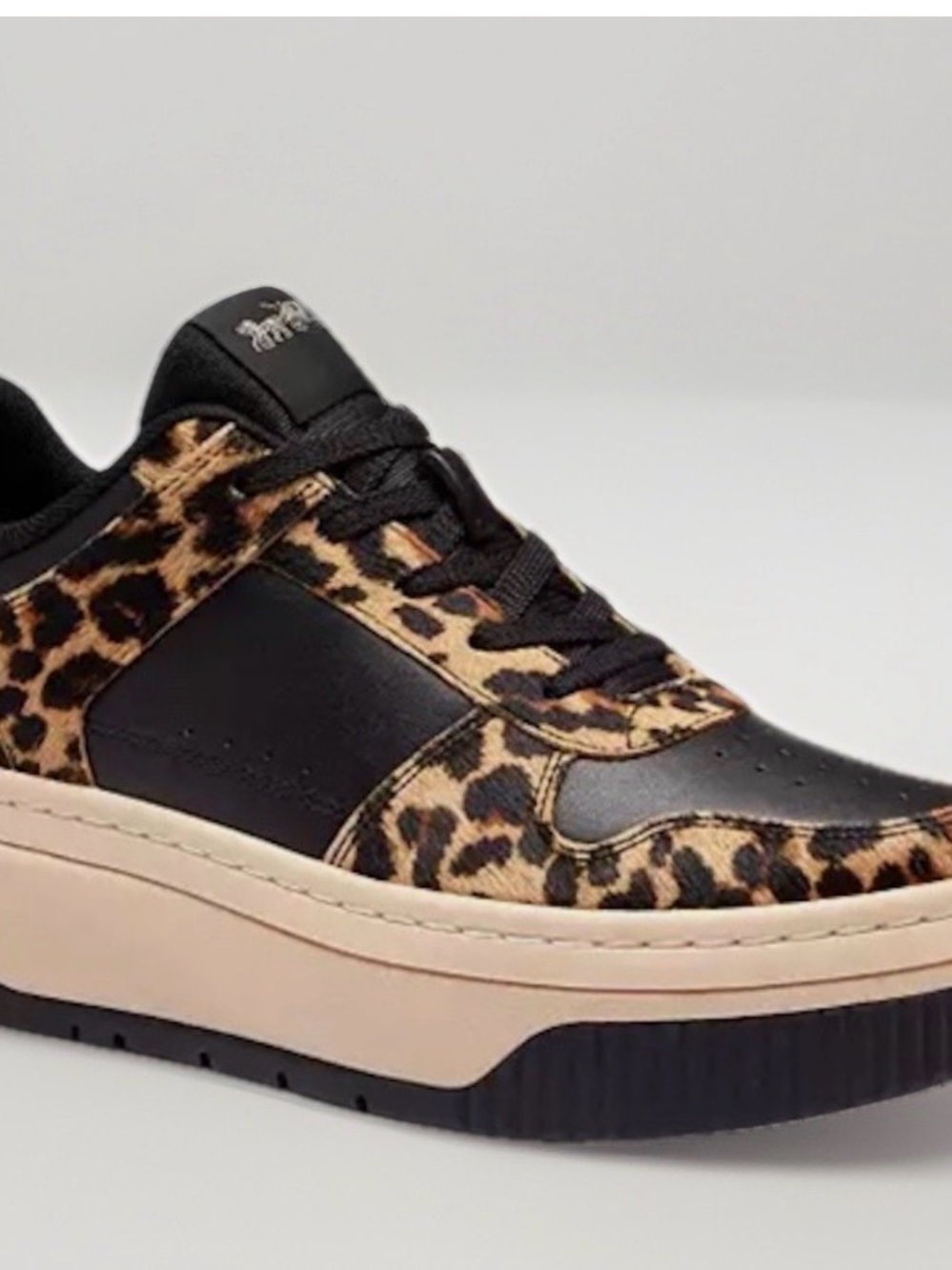Coach Leopard Print Black and Tan Platform Sneakers - Picture 2 of 4